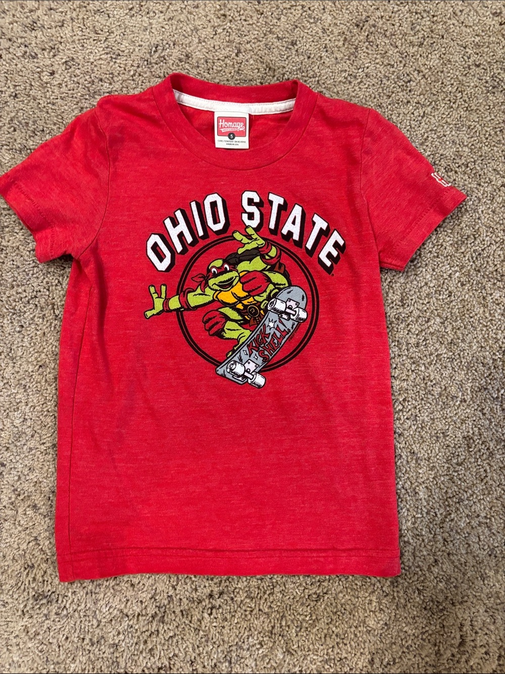 HOMAGE Red Ohio State Skate Turtle Graphic Tee